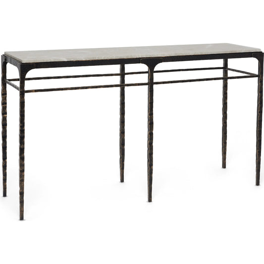 001 SI-2519572 | Primary Silo | Channing Console Table by Interlude Home in gilded dark bronze, emperador grey. Made from iron, marble in a traditional style.