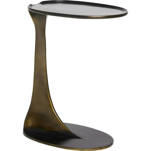 Duval Grand Hugging Table by Interlude Home in deep bronze. Made from aluminum in a traditional style.