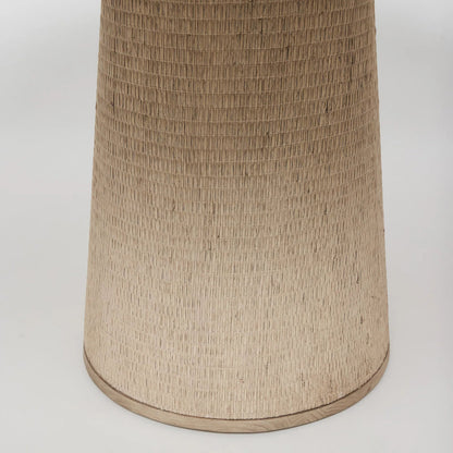 Harperly Dining Table by Interlude Home in washed taupe, satin aged bronze. Made from sungkai wood, raffia, metal in a transitional style.