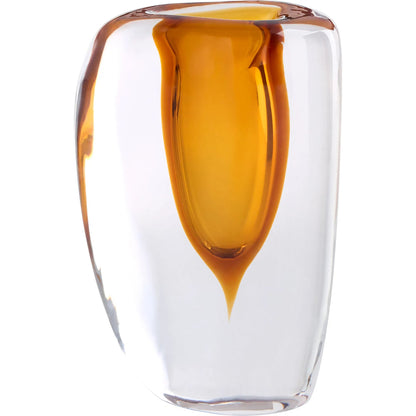 Rovno Vase by Cyan Design in amber, clear. Made from art glass in a eclectic & global style.