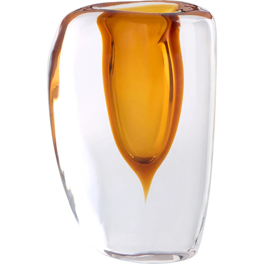Rovno Vase by Cyan Design in amber, clear. Made from art glass in a unique style.
