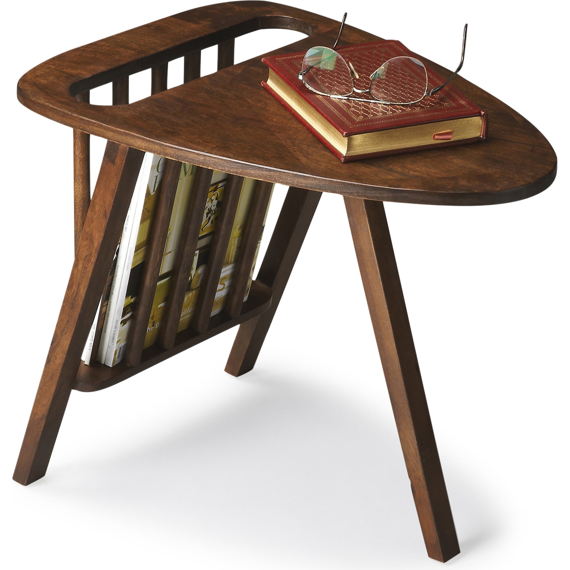 Lowery Modern Magazine Table by Butler Specialty Company in dark brown and modern expressions. Made from mango wood solids in a modern style.