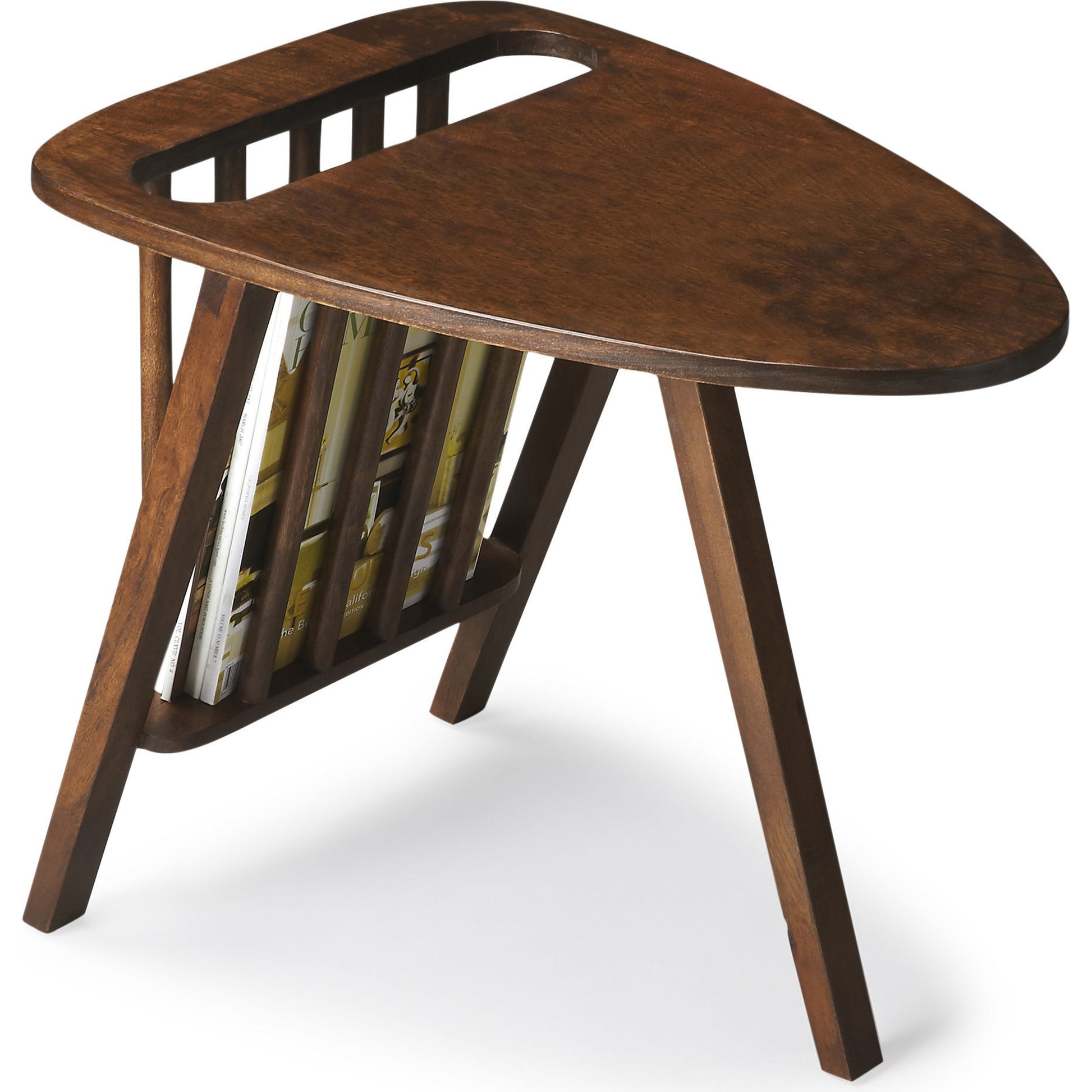 Lowery Modern Magazine Table by Butler Specialty Company in dark brown and modern expressions. Made from mango wood solids in a modern style.