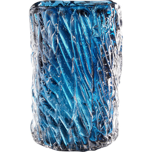 Thorough Vase by Cyan Design in blue. Made from art glass in a coastal style.