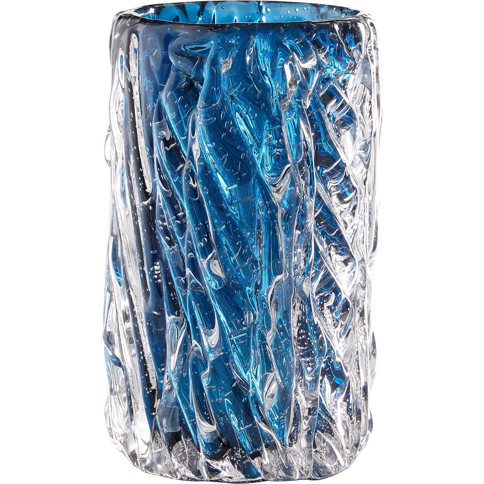 Thorough Vase by Cyan Design in blue. Made from art glass in a coastal style.
