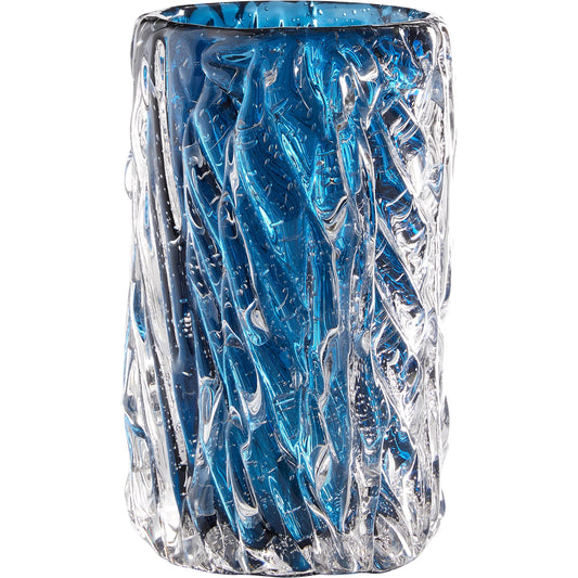 Thorough Vase by Cyan Design in blue. Made from art glass in a coastal style.