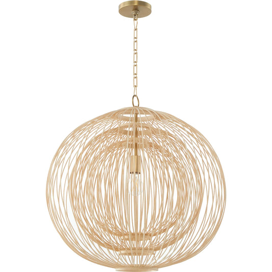 Terrae Round Pendant by Cyan Design in aged brass. Made from rattan, metal in a unique style.