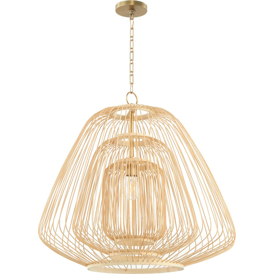 Terrae Triangular Pendant by Cyan Design in aged brass. Made from rattan, metal in a unique style.