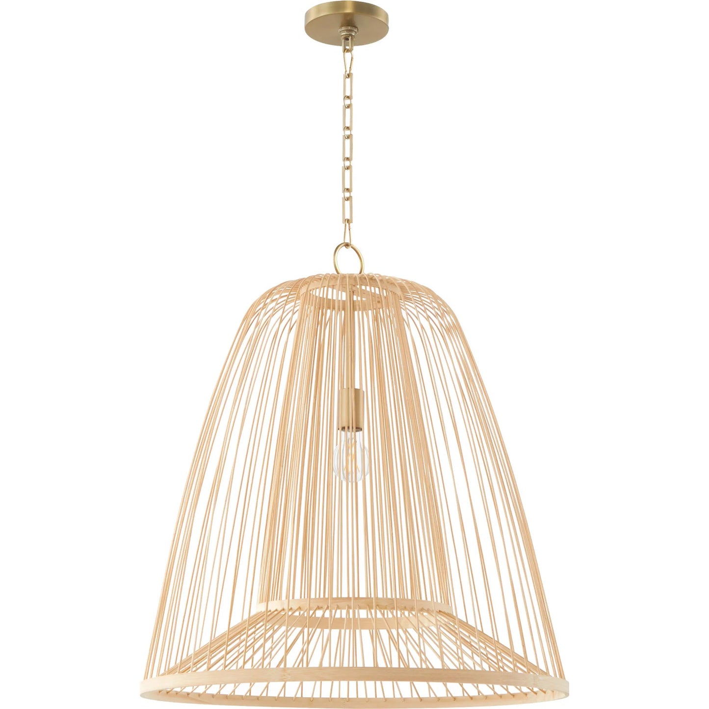 001 SI-2328800 | Primary Silo | Terrae Bell Pendant by Cyan Design in aged brass. Made from rattan, metal in a rustic style.