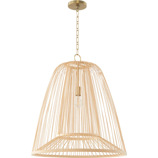 Terrae Bell Pendant by Cyan Design in aged brass. Made from rattan, metal in a unique style.