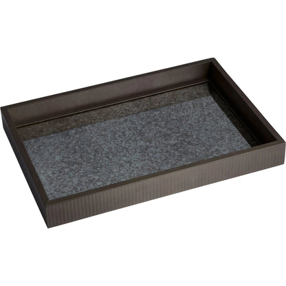 Mayfair Tray by Cyan Design in smoked gray. Made from leather, mdf, antiqued mirrored glass in a eclectic & global style.