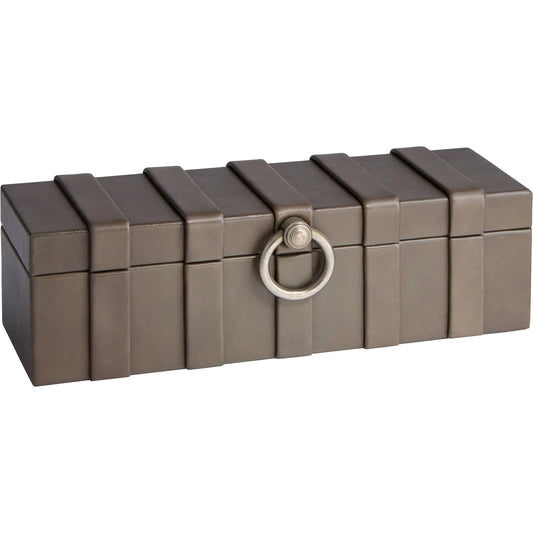 Drake Box by Cyan Design in smoked gray. Made from leather, mdf in a unique style.