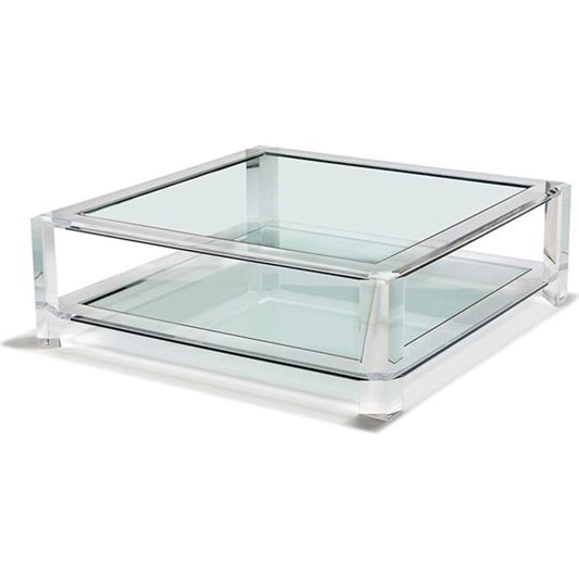 Surrey Grand Square Cocktail by Interlude Home in clear. Made from acrylic, glass in a modern style.
