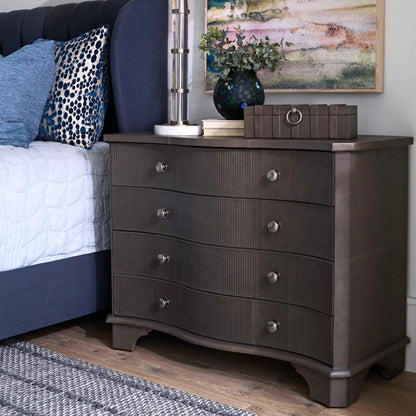 Mayfair Chest by Cyan Design in smoked gray. Made from leather, mdf in a transitional style.