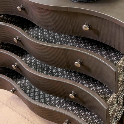 Mayfair Chest by Cyan Design in smoked gray. Made from leather, mdf in a transitional style.