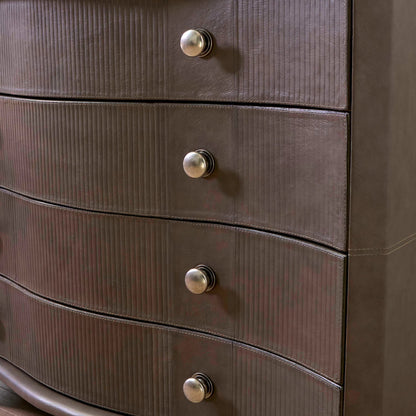 Mayfair Chest by Cyan Design in smoked gray. Made from leather, mdf in a transitional style.