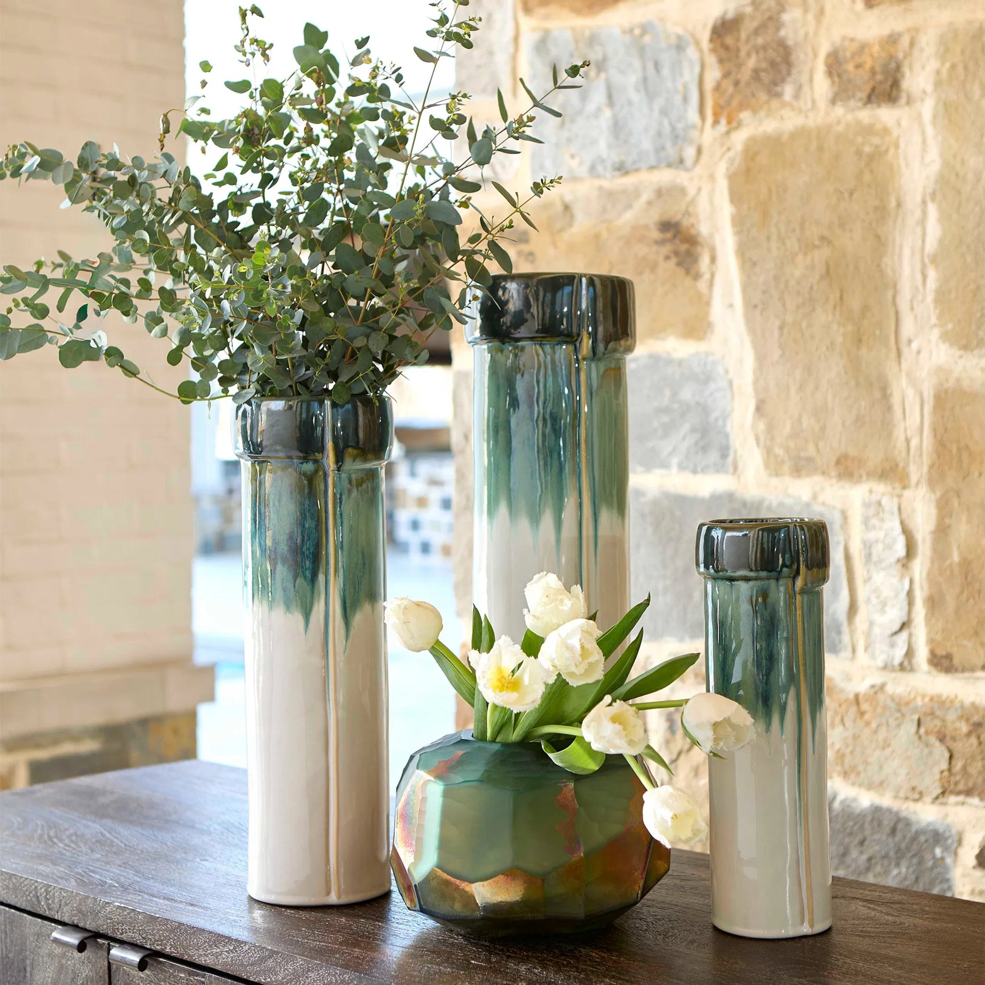 Folded Vase by Cyan Design in cascade sage. Made from ceramic in a eclectic & global style.