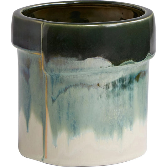 Folded Cachepot by Cyan Design in cascade sage. Made from ceramic in a unique style.