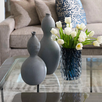 Calabaza Vase by Cyan Design in semi matte stone grey. Made from ceramic in a transitional style.