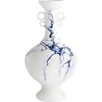 Nola Vase by Cyan Design in white, cobalt blue, black. Made from ceramic in a transitional style.