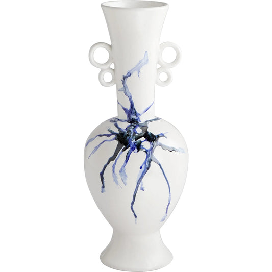 Nola Vase by Cyan Design in white, cobalt blue, black. Made from ceramic in a unique style.