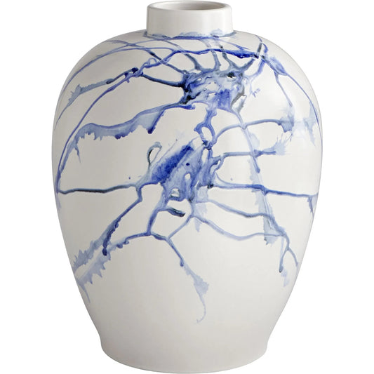 Neos Vase by Cyan Design in white, cobalt blue, black. Made from ceramic in a unique style.