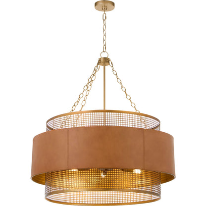 Newcomb Chandelier by Cyan Design in aged brass, brown. Made from metal, leather in a unique style.