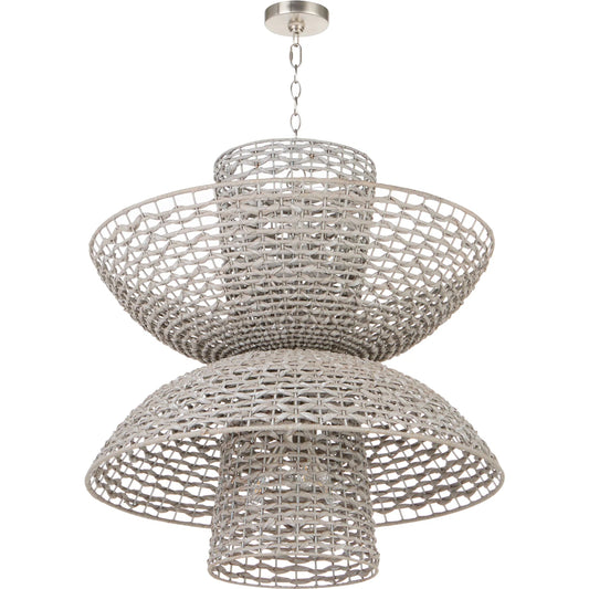 Masasa Chandelier by Cyan Design in pale grey, nickel. Made from metal, rattan, waterhyacinth in a unique style.