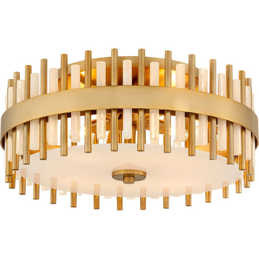 Cassio 4 Light Flush Mount by Cyan Design in aged brass. Made from alabaster, steel in a unique style.
