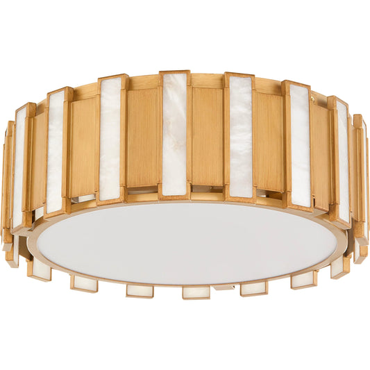 Volterra 4 Light Flush Mount by Cyan Design in aged brass. Made from alabaster, steel in a unique style.