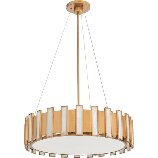 Volterra 5 Light Pendant by Cyan Design in aged brass. Made from alabaster, steel in a unique style.