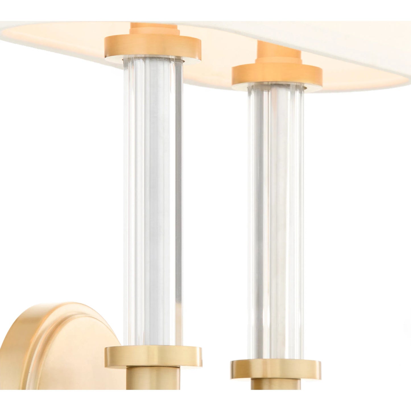 006 SI-2328632 | Closeup | Hightower 2 Light Wall Sconce by Cyan Design in clear, aged brass. Made from glass, steel in a modern style.