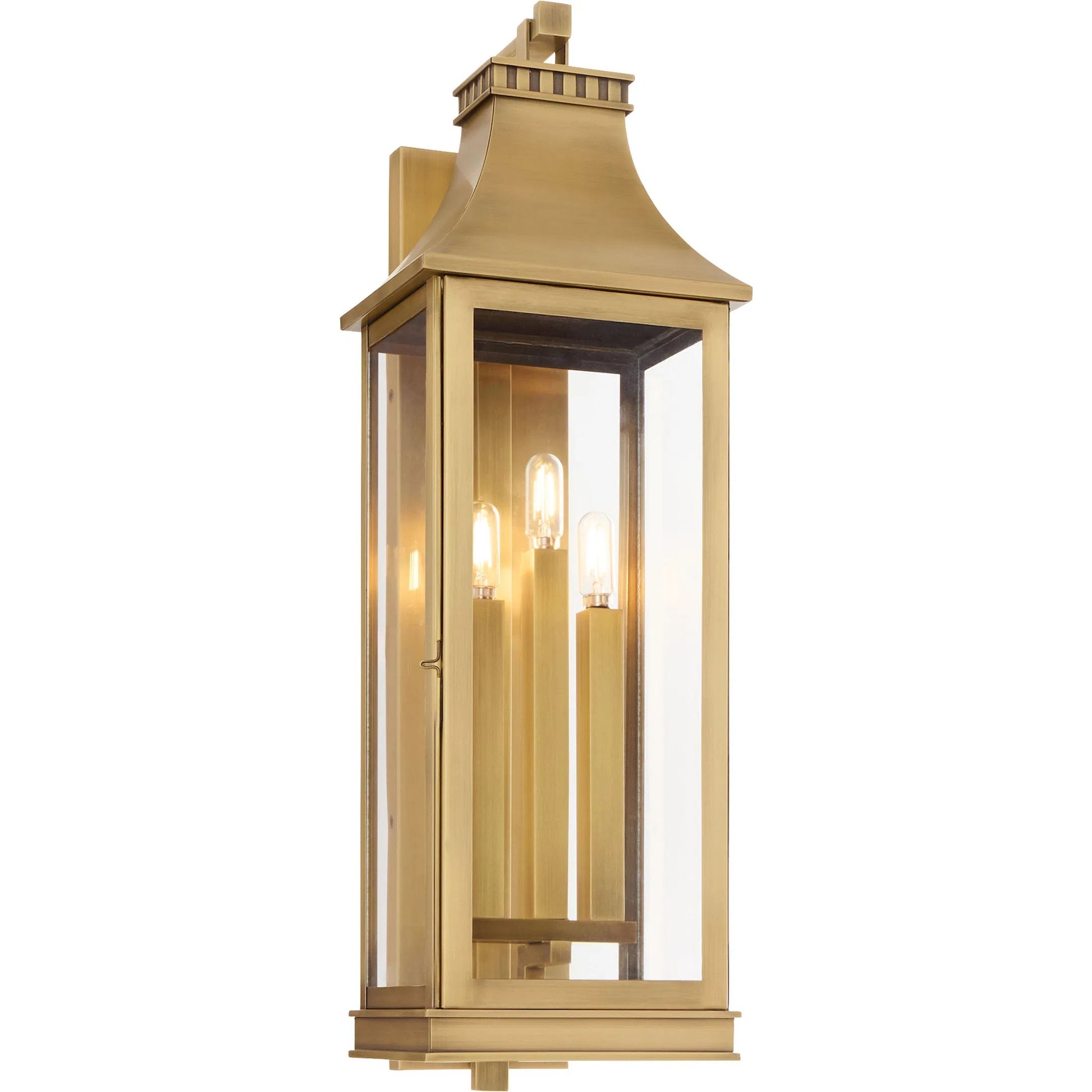 Salem 3 Light Outdoor Wall Sconce by Cyan Design in heritage brass. Made from brass, glass in a cottage & farmhouse style.