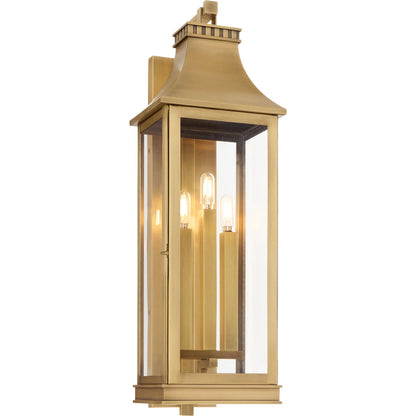 Salem 3 Light Outdoor Wall Sconce by Cyan Design in heritage brass. Made from brass, glass in a cottage & farmhouse style.