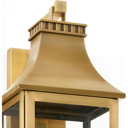 Salem 3 Light Outdoor Wall Sconce by Cyan Design in heritage brass. Made from brass, glass in a cottage & farmhouse style.