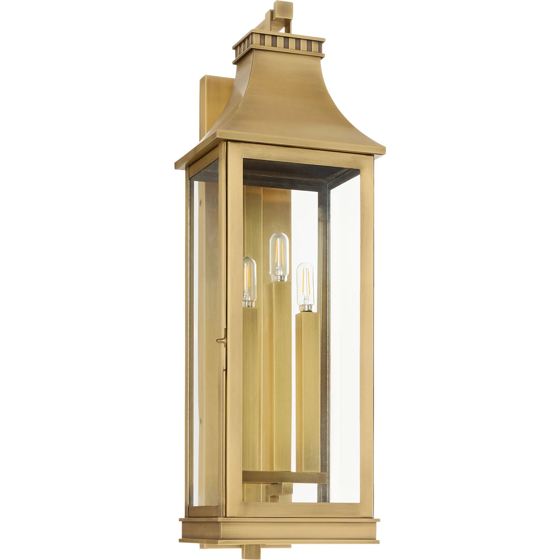 Salem 3 Light Outdoor Wall Sconce by Cyan Design in heritage brass. Made from brass, glass in a cottage & farmhouse style.