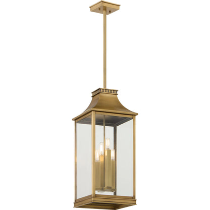 Salem 4 Light Outdoor Pendant by Cyan Design in heritage brass. Made from brass, glass in a cottage & farmhouse style.