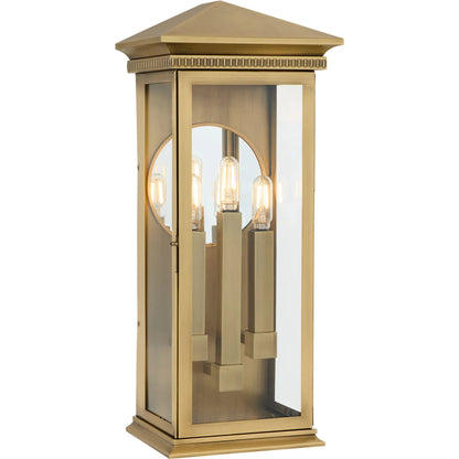 Guilford 3 Light Outdoor Wall Sconce by Cyan Design in heritage brass. Made from brass, glass in a cottage & farmhouse style.
