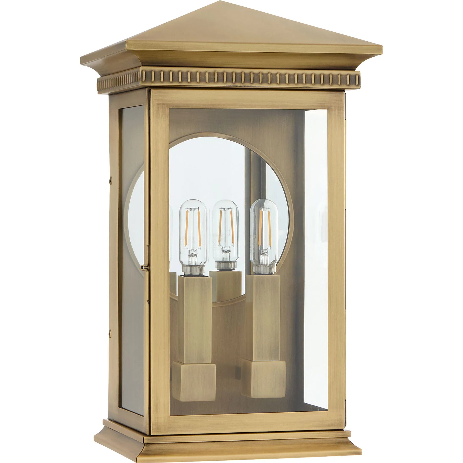 Guilford 2 Light Outdoor Wall Sconce by Cyan Design in heritage brass. Made from brass, glass in a cottage & farmhouse style.