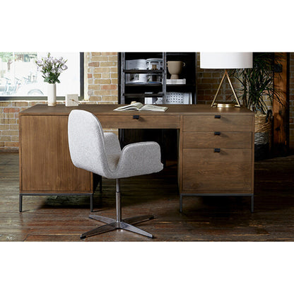 Trey Executive Desk by Four Hands. Made from solid poplar, top grain leather, iron in a rustic style.