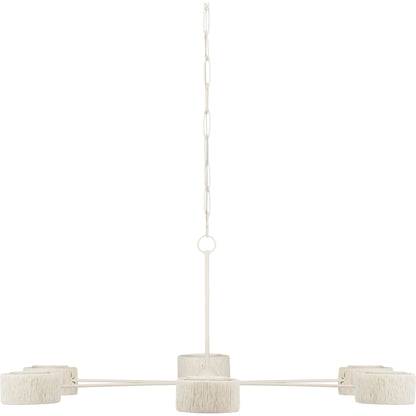 Monreale Chandelier by Currey and Company in white. Made from wrought iron, paper twine in a modern style.