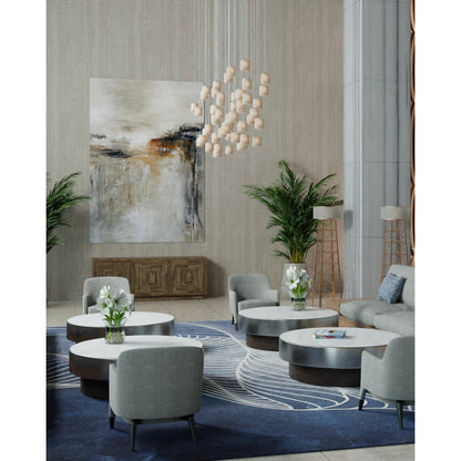 Dove Linear Pendant by Currey and Company in painted silver, white. Made from metal, ceramic in a modern style.