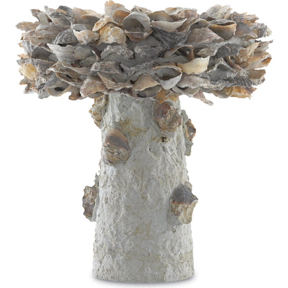 Oyster Shell Bird Bath by Currey and Company. Made from oyster shells, concrete, iron in a eclectic & global style.