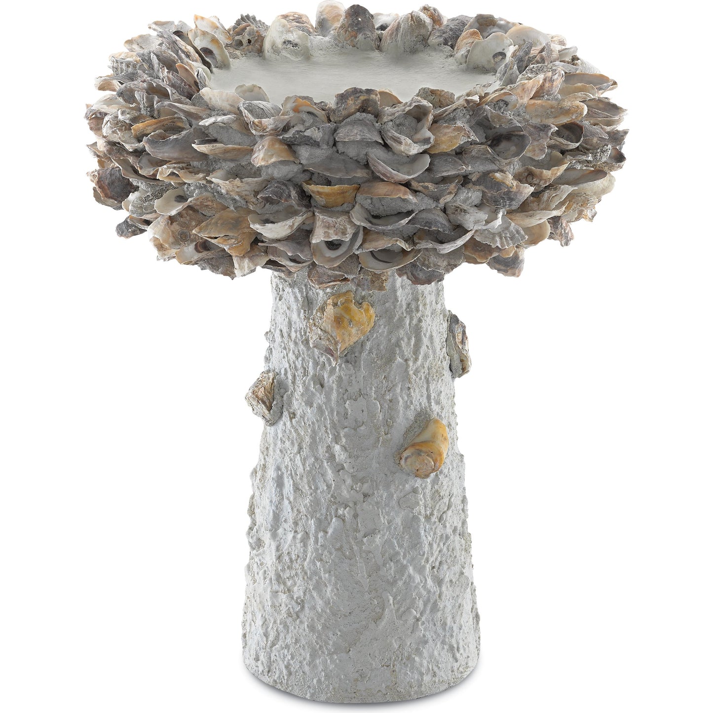 003 S-336247 | Additional Silo | Oyster Shell Bird Bath by Currey and Company. Made from oyster shells, concrete, iron in a eclectic & global style.
