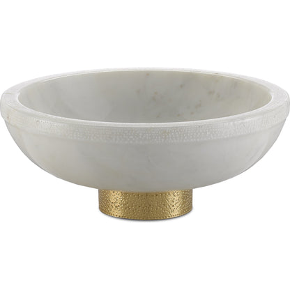Valor Bowl by Currey and Company in white, brass. Made from marble, brass in a eclectic & global style.