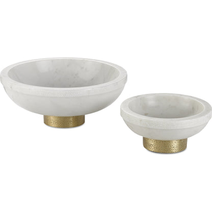Valor Bowl by Currey and Company in white, brass. Made from marble, brass in a eclectic & global style.