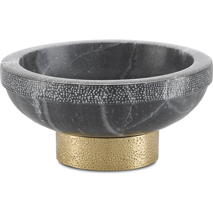 Valor Bowl by Currey and Company in white, brass. Made from marble, brass in a eclectic & global style.