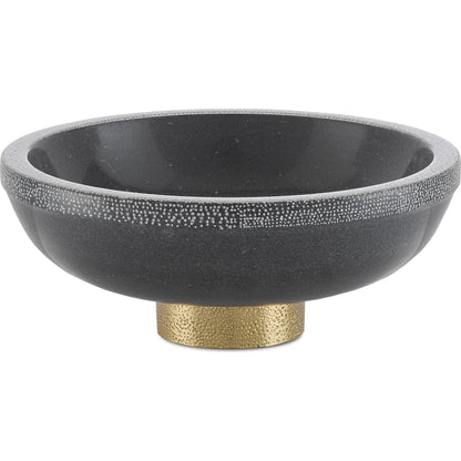 Valor Bowl by Currey and Company in white, brass. Made from marble, brass in a eclectic & global style.