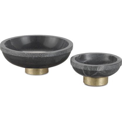 Valor Bowl by Currey and Company in white, brass. Made from marble, brass in a eclectic & global style.