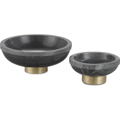 Valor Bowl by Currey and Company in white, brass. Made from marble, brass in a eclectic & global style.